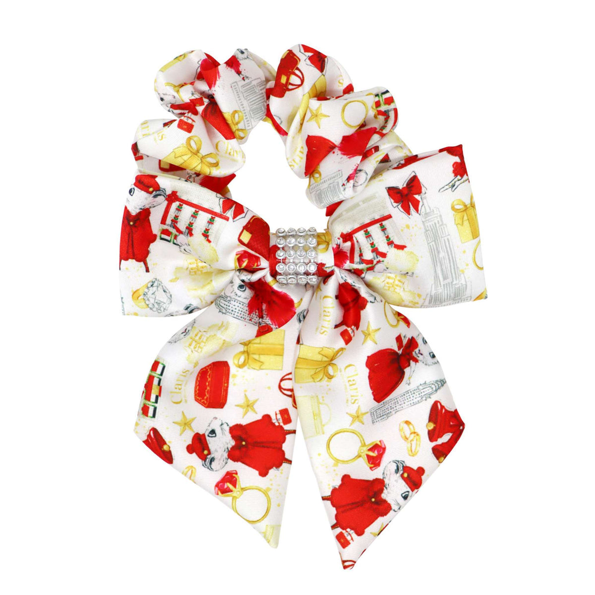 Claris Fashion Red Print Scrunchie with Bow – Pink Poppy B2C USA