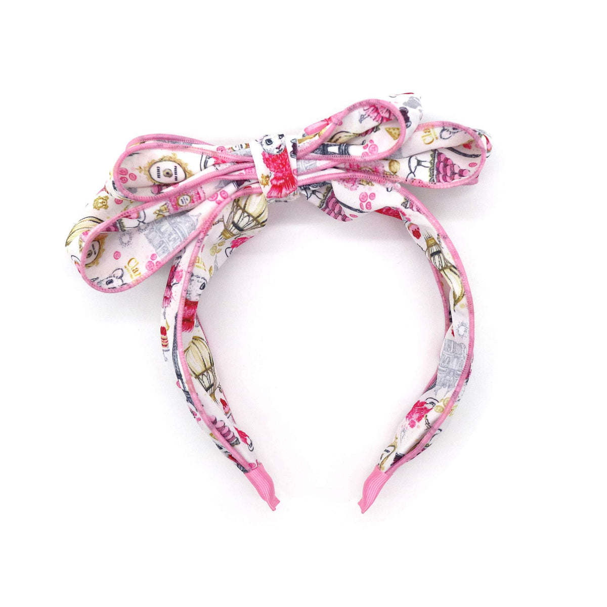 Claris Fashion Print Headband with Bow – Pink Poppy B2C USA