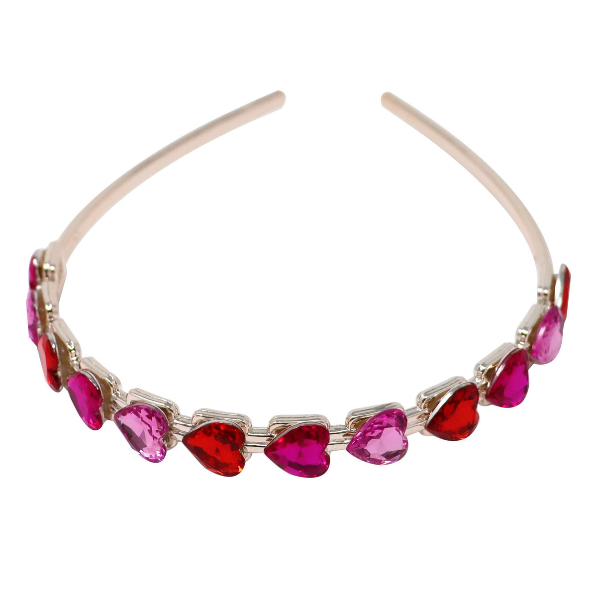 Hot Pink Velvet Headband w/ Hot Pink Crystal Hearts