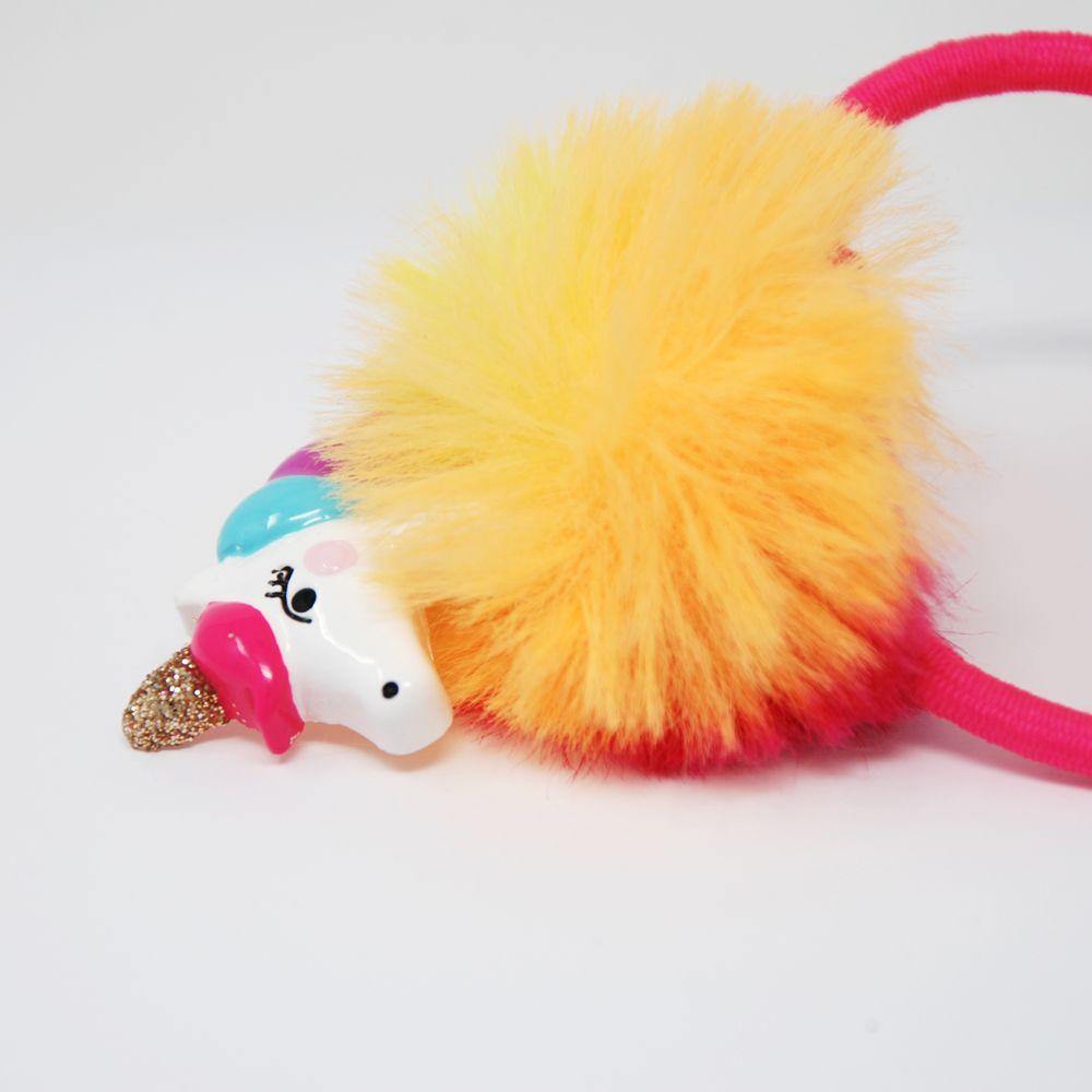 Unicorn Pom Pom Hair Elastic - shop.pinkpoppy-usa.com