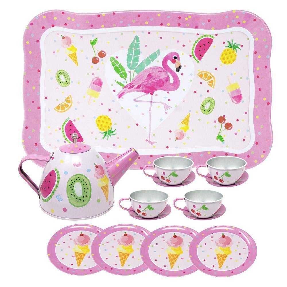 Fabulous Flamingo Tin Tea Set - shop.pinkpoppy-usa.com