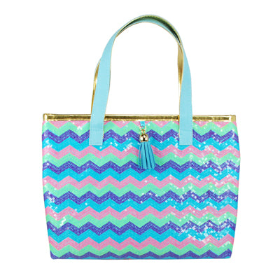 Sequin Sparkle Mini Tote Bag-Blue - shop.pinkpoppy-usa.com