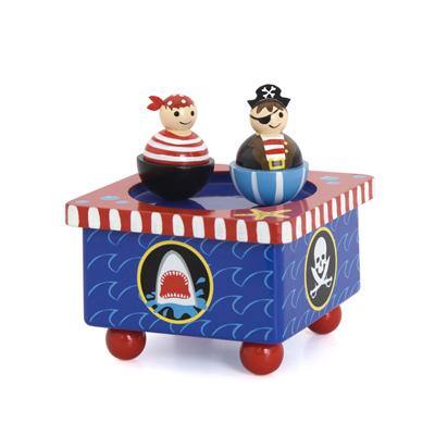 Spinning Pirate Wooden Music Box - shop.pinkpoppy-usa.com