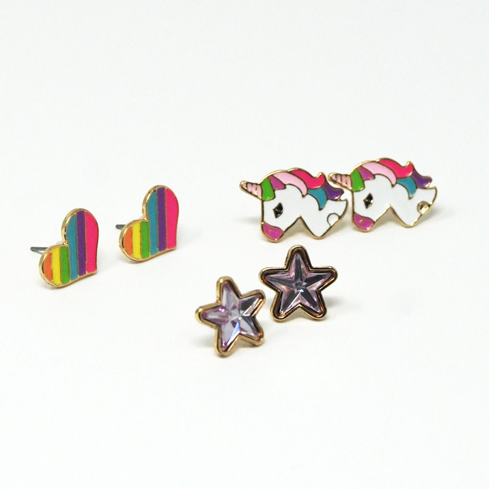 Rainbows & Unicorns Earring Set Of 3 - shop.pinkpoppy-usa.com
